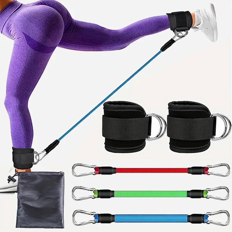 Kit de Bandas de Resistência com Tornozeleiras — Yoga e Ginásio em Casa