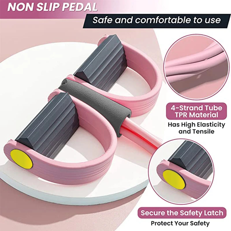 Kit de Bandas de Resistência com Pedal — 4 Tubos para Abdominais e Braços