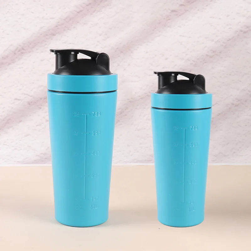 Shaker de Proteína em Aço Inoxidável — 500ml/750ml com Bola Misturadora
