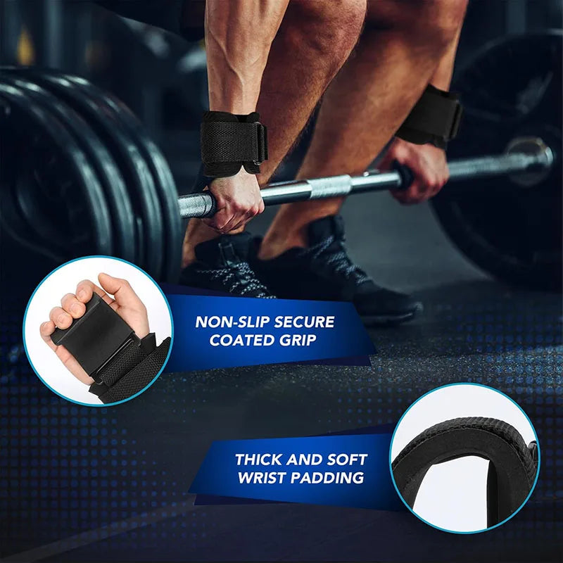 Ganchos de Levantamento com Suporte de Pulso — Pull-Ups e Deadlifts