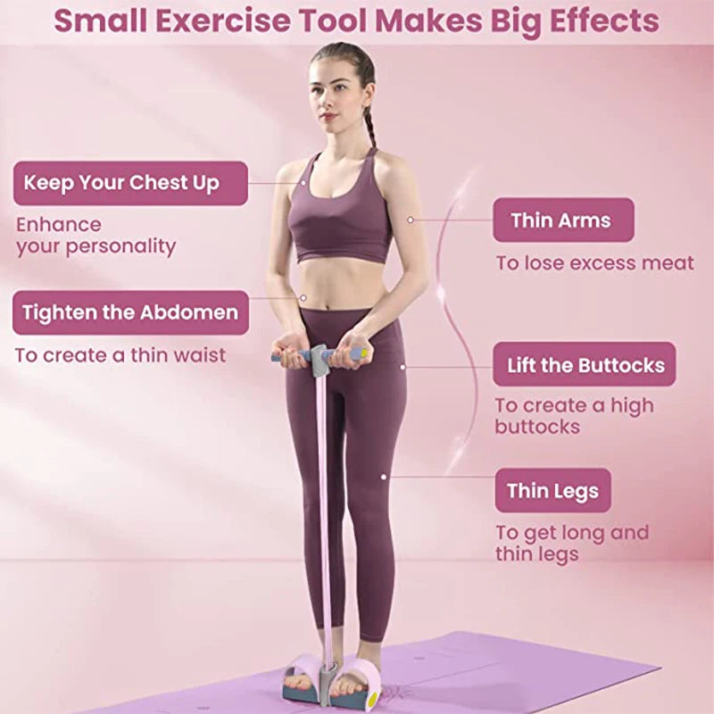 Kit de Bandas de Resistência com Pedal — 4 Tubos para Abdominais e Braços