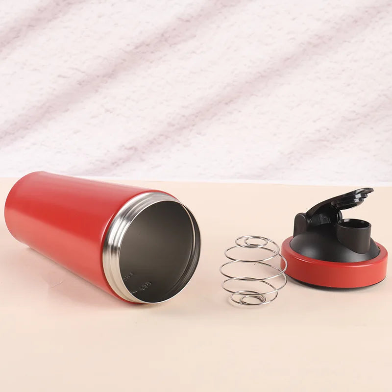 Shaker de Proteína em Aço Inoxidável — 500ml/750ml com Bola Misturadora