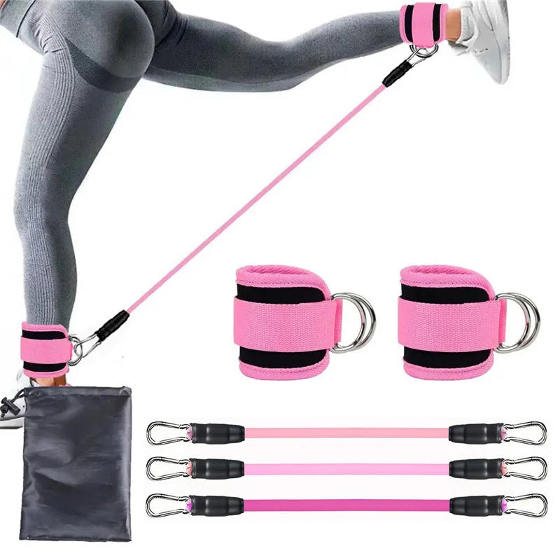Kit de Bandas de Resistência com Tornozeleiras — Yoga e Ginásio em Casa