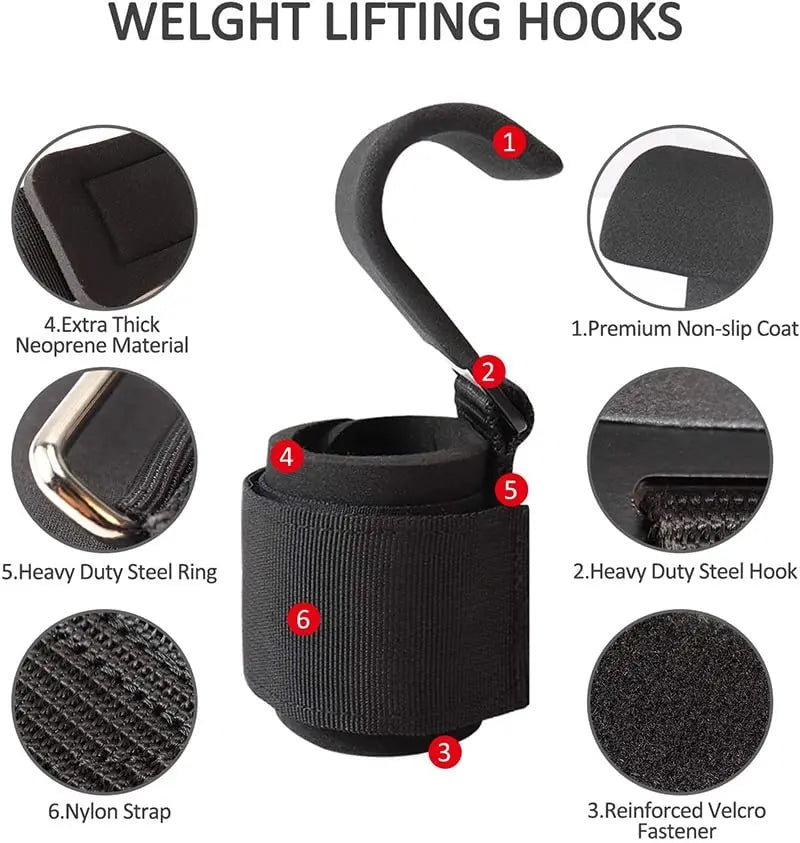 Ganchos de Levantamento com Suporte de Pulso — Pull-Ups e Deadlifts