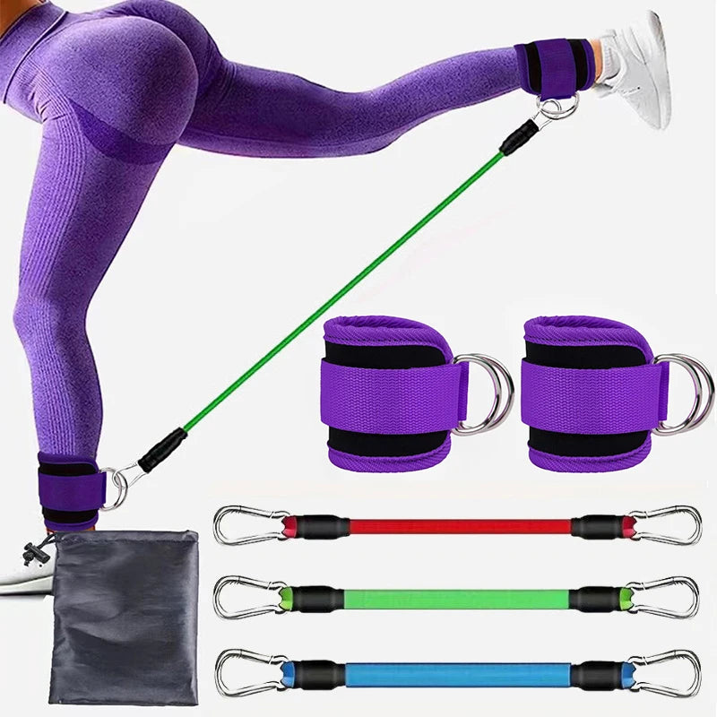 Kit de Bandas de Resistência com Tornozeleiras — Yoga e Ginásio em Casa