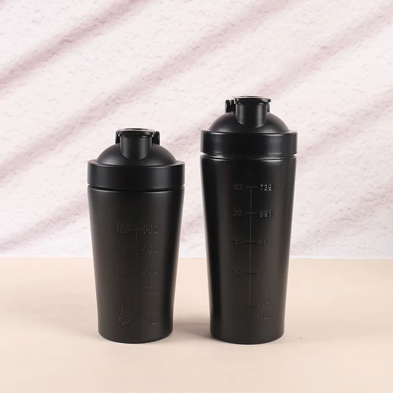 Shaker de Proteína em Aço Inoxidável — 500ml/750ml com Bola Misturadora