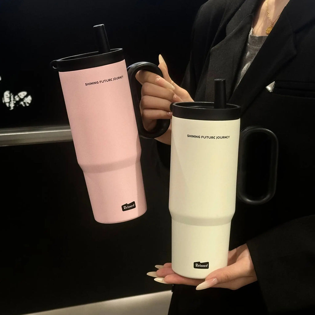 Copo Térmico em Aço Inoxidável 720ml — Com Palhinha e Asa
