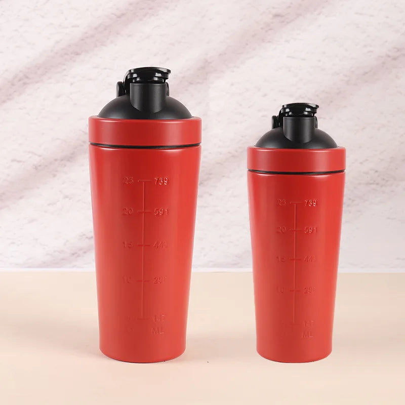 Shaker de Proteína em Aço Inoxidável — 500ml/750ml com Bola Misturadora