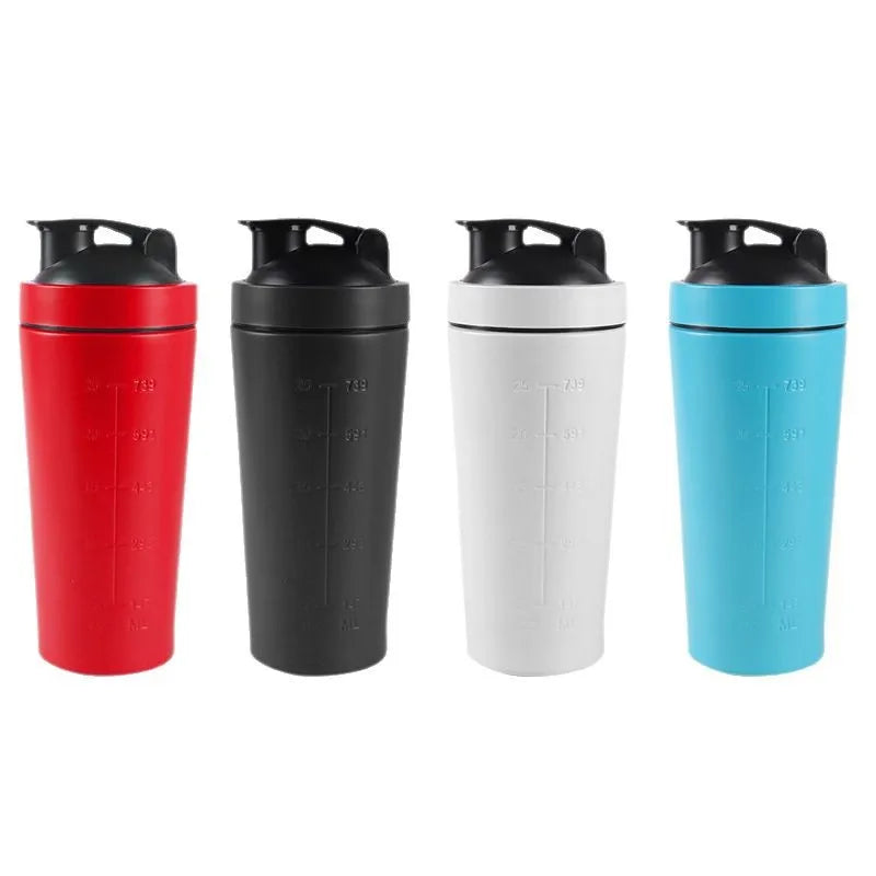 Shaker de Proteína em Aço Inoxidável — 500ml/750ml com Bola Misturadora