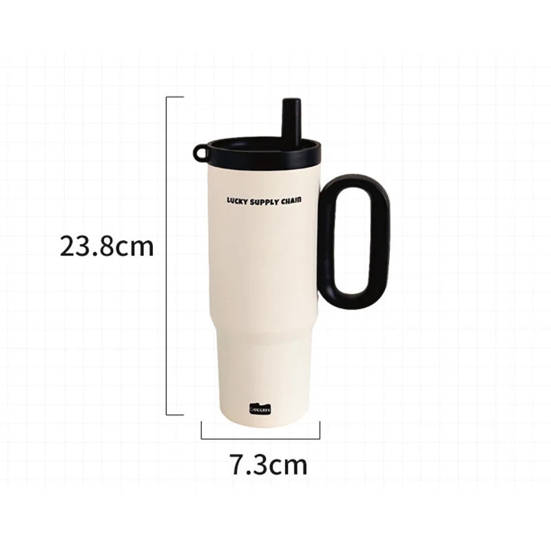 Copo Térmico em Aço Inoxidável 720ml — Com Palhinha e Asa