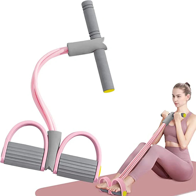 Kit de Bandas de Resistência com Pedal — 4 Tubos para Abdominais e Braços