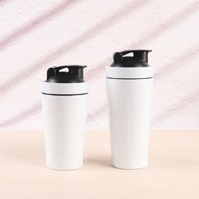 Shaker de Proteína em Aço Inoxidável — 500ml/750ml com Bola Misturadora